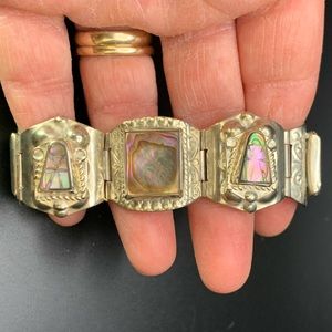 Vintage Sterling & Abalone Shell Bracelet